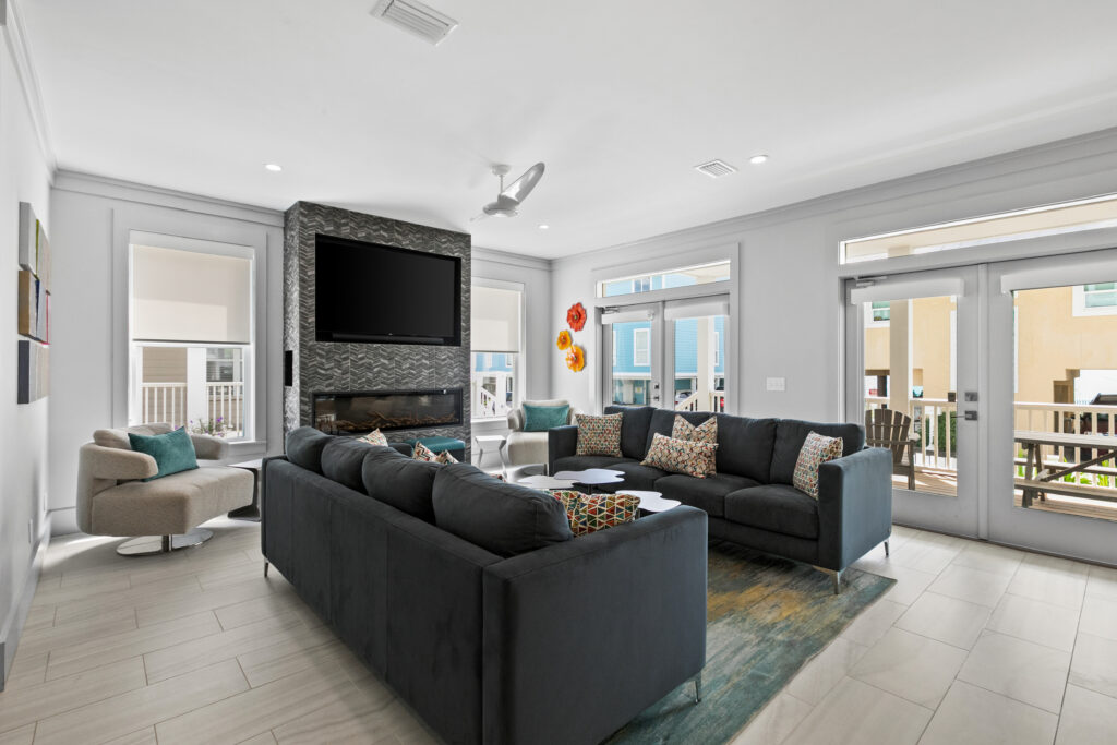 modern beach home idmi living room with fireplace