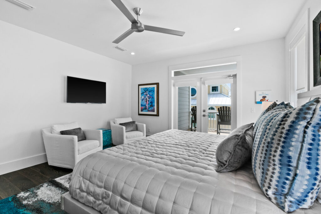 modern bedroom and bed idmi beach home